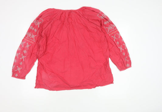Cotton Traders Women's Pink Embroidered Blouse Size 18
