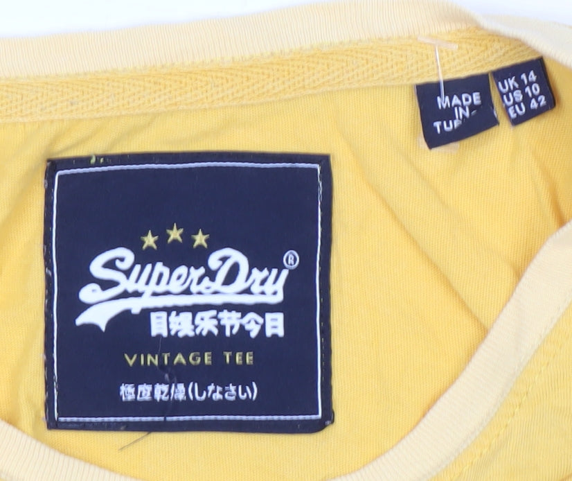 SuperDry Men's Yellow L Cotton Logo T-Shirt