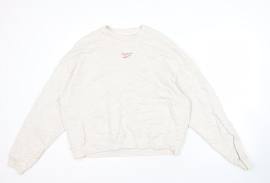 Additional front view of Reebok Beige unisex pullover sweatshirt, m, casual style