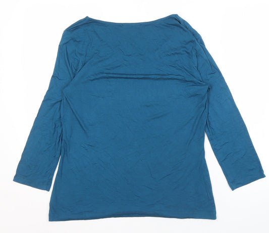 Jaeger Women's Blue 3/4 Sleeve Jersey Blouse