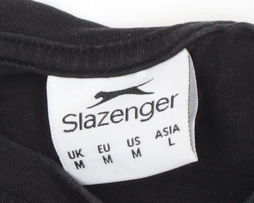 Slazenger Men's Black T-Shirt Medium Crew Neck Logo