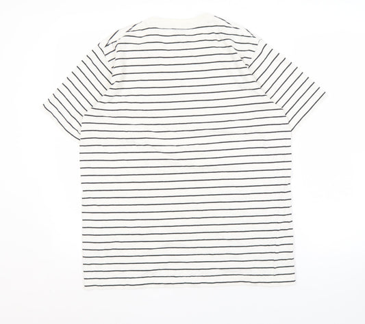 Uniqlo Men's White Striped Dragon Ball Anime T-Shirt M