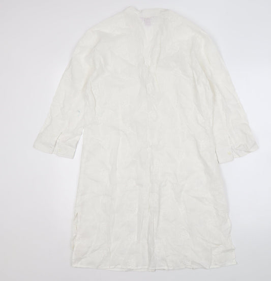Monsoon Women's White 3/4 Sleeve Shirt Dress Size 12