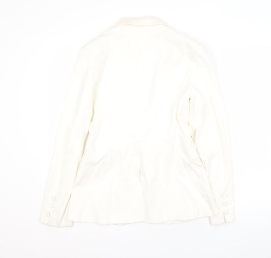Warehouse Women White Blazer Size 10 Regular Notch