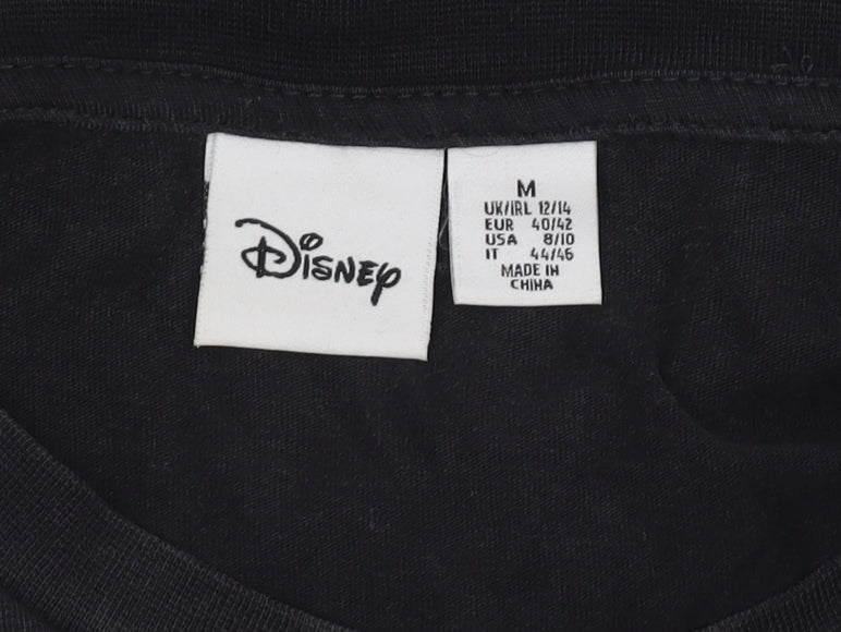 Unisex Adults UK Size M Disney Black Cropped T-Shirt