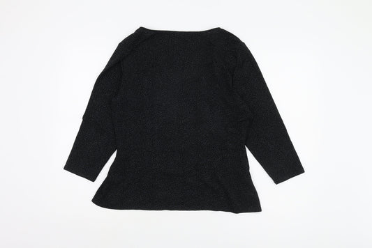 Jacques Vert Women's Black V-Neck Wrap Blouse Size L