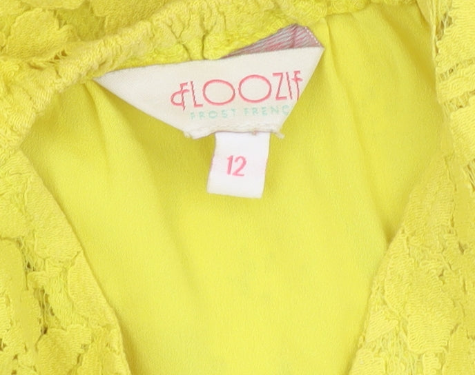 Floozie Women's Yellow A-Line Lace Dress, Size 12