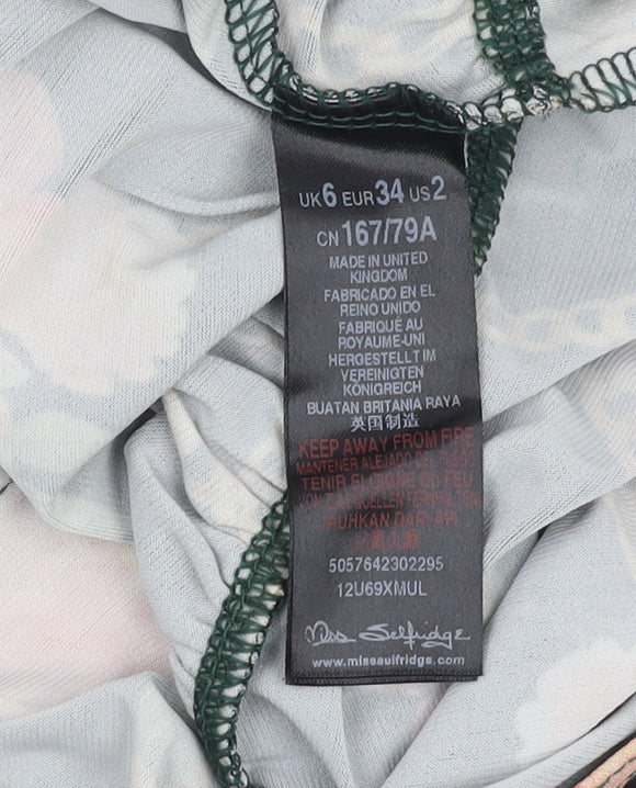 Miss Selfridge Women's Black Floral Bodysuit Size 6