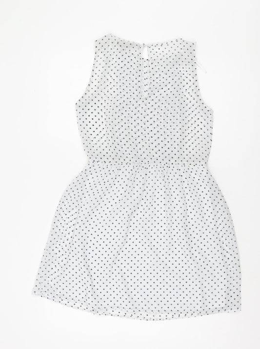 Zara Women's White Polka Dot Sleeveless Dress