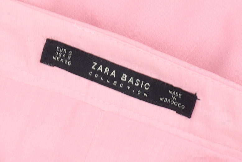 Zara Women Pink Straight Pencil Skirt, S, Zip Accents