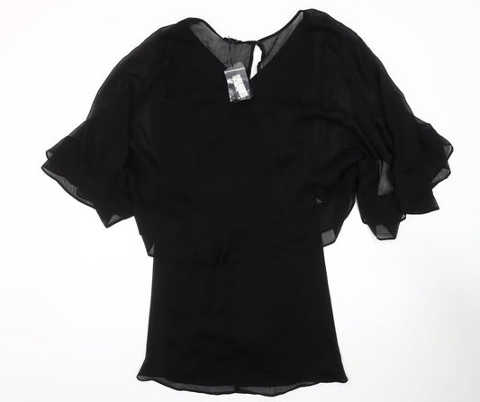 River Island Women Black Chiffon Dress Size 14