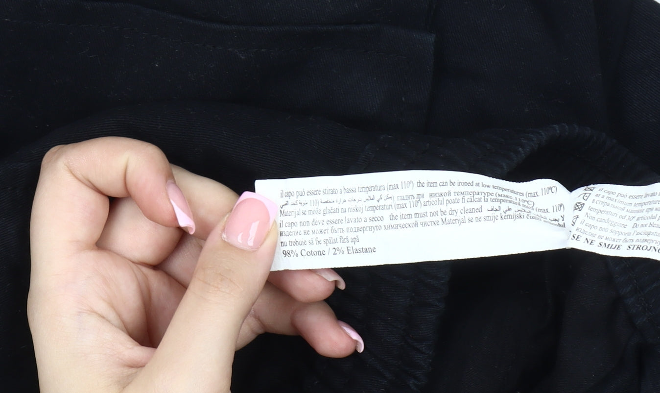 PAZ Italia Men's Black Slim Cargo Trousers, Size 48