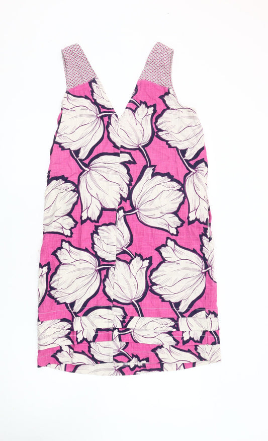 Next Women’s Pink Floral Linen Shift Dress Size 10