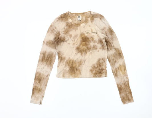 Additional front view of BDG Women’s Brown Tie-Dye Long Sleeve T-Shirt - S