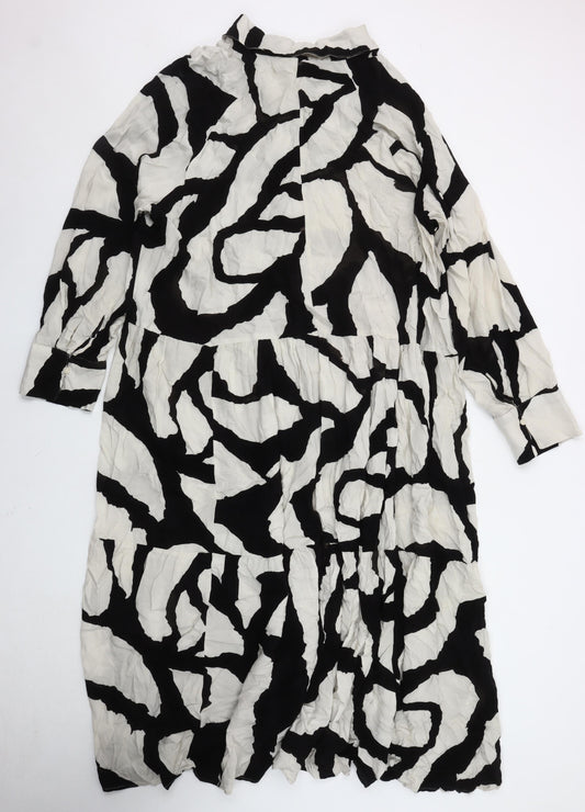 H&M Women's XL Black and White Collared Dress