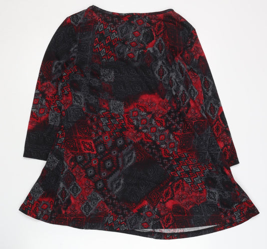 Isle Collection Women's Red Pullover Geometric Jumper Size 16