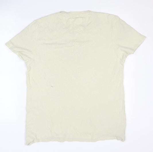 Ted Baker Beige Henley T-Shirt, Men's L, Short Sleeve