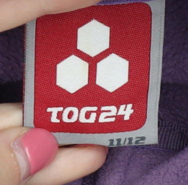 TOG24 Girls Purple Fleece Jacket Ages 11 Years Casual