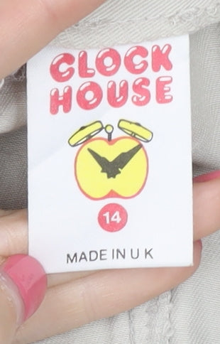 C&A Women's Vintage Beige Trousers, Size 14, Cotton