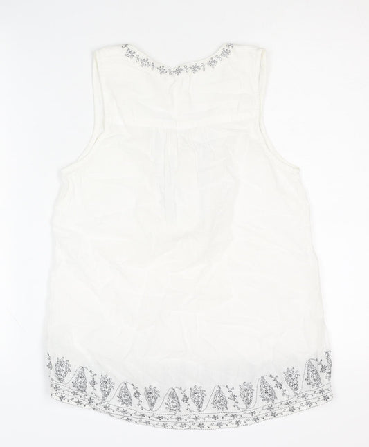 Womens UK Size 8 Fat Face White Basic Blouse