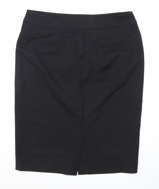 Next Women's Black Pencil Skirt, Size 12, Zip Accents