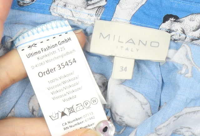 Womens UK Size 6 Milano Blue Basic Button-Up