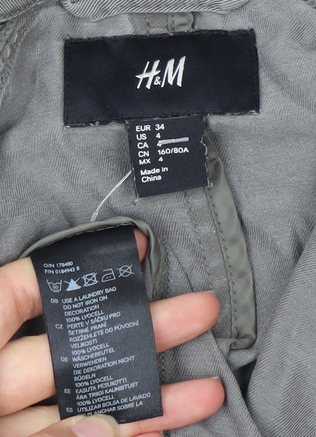 Womens UK Size 6 H&M Grey Basic Button-Up