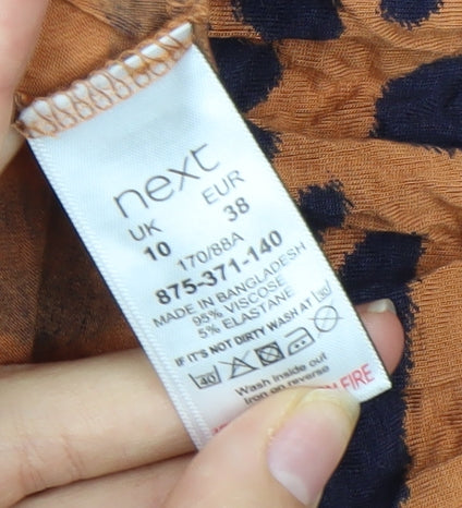 Next Women's Brown Geometric Print Summer Dress Size 10