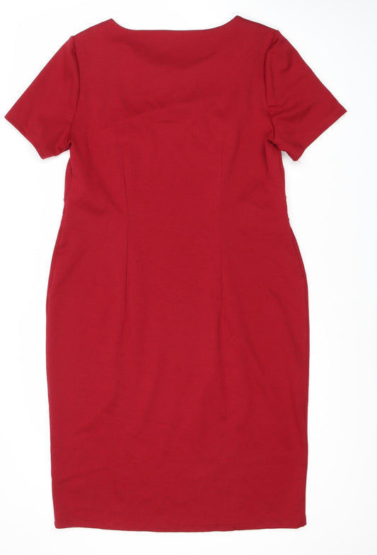 David Emanuel Women's Red Sheath Dress, Size 16