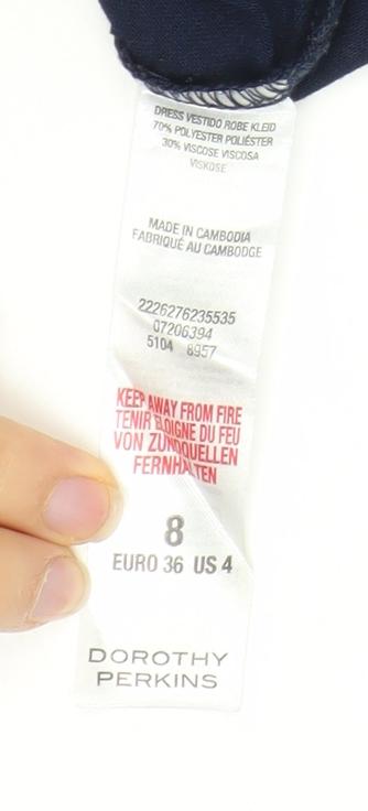 Dorothy Perkins Women's Blue Short Sleeve Dress Size 8