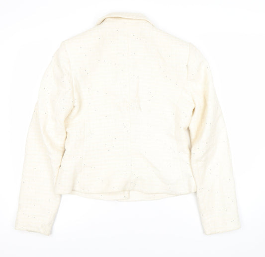 Zara Women's Ivory Bouclé Blazer, Size 12, Lined