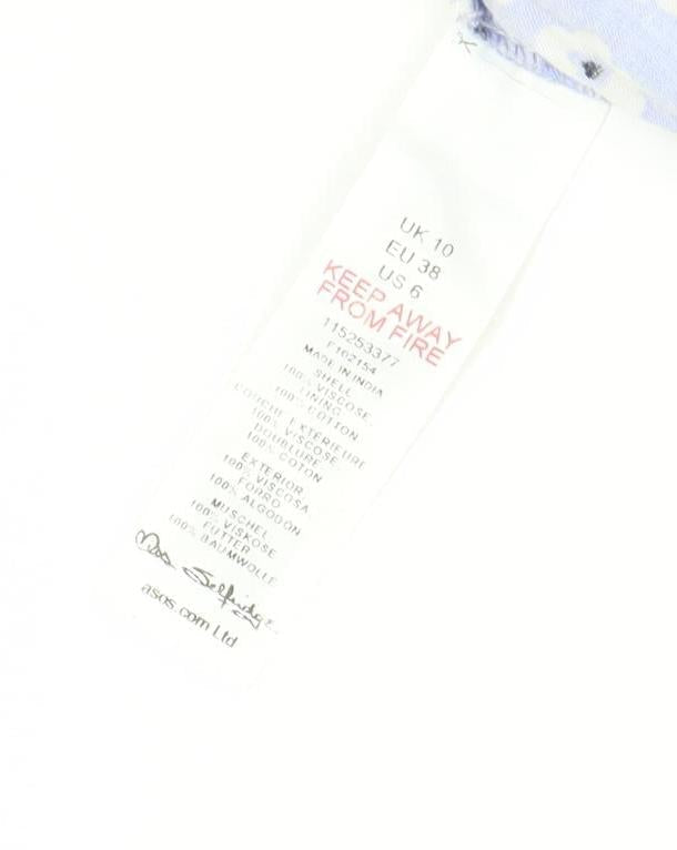 Miss Selfridge Women's Blue Floral Puff Sleeve Dress, Size 10, Knee Length