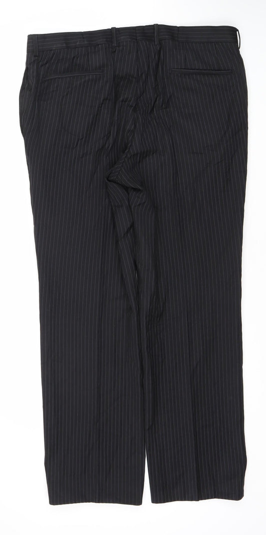 Hugo Boss Men's Black Striped Classic Trousers, Size 54