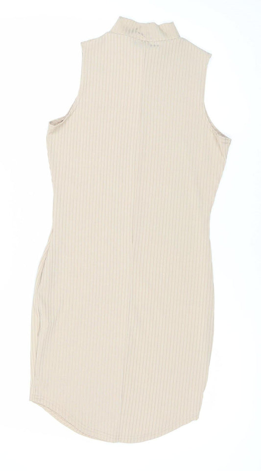 Pilot Beige Women's Dress Size 10 Striped Sleeveless