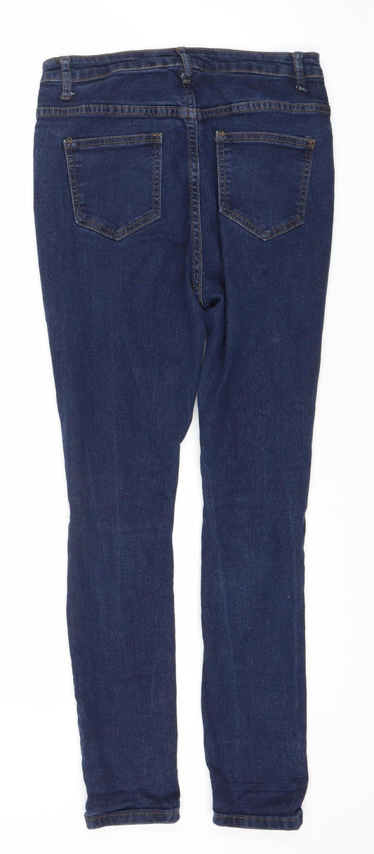 Boohoo Women’s Blue Distressed Skinny Jeans, Size 10