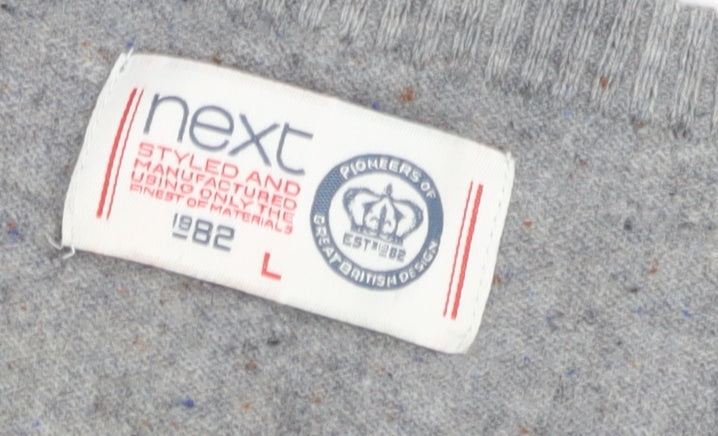 Next Men's Grey V-Neck Wool Pullover Jumper - Size L