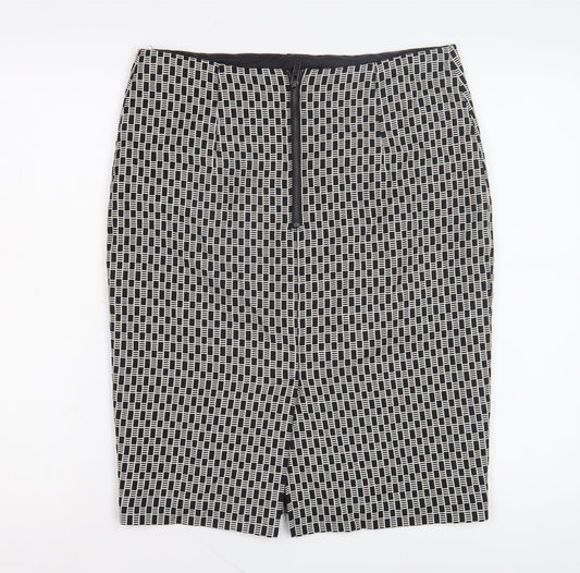 Marks and Spencer Women's Black Geometric Pencil Skirt, Size 12