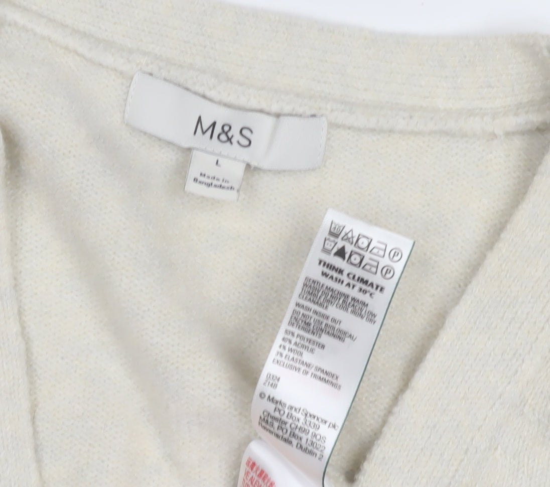 Womens UK Size L Marks and Spencer Ivory Cardigan Jumper