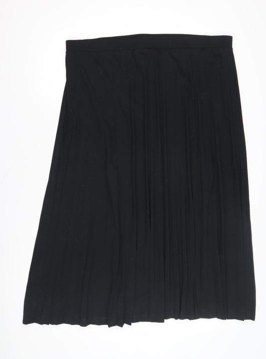 Marks and Spencer Women's Black Pleated Midi Skirt - Size 16
