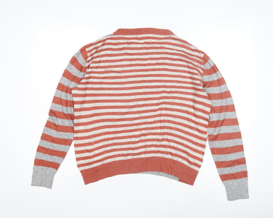 Next Men's Orange Stripe Pullover Jumper, Size 12