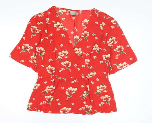 Womens UK Size 12 ASOS Red Wrap Blouse