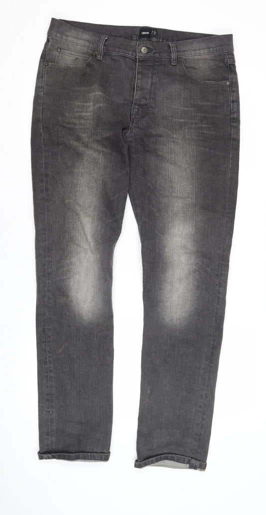 Mens UK Size L ASOS Regular Fit Straight Grey Jeans