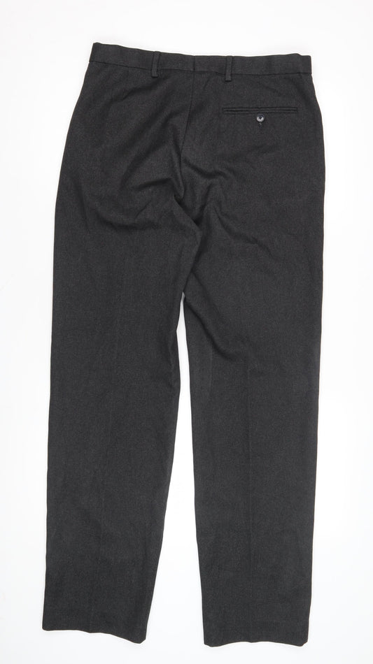 Marks and Spencer Men's Grey Regular Fit Trousers