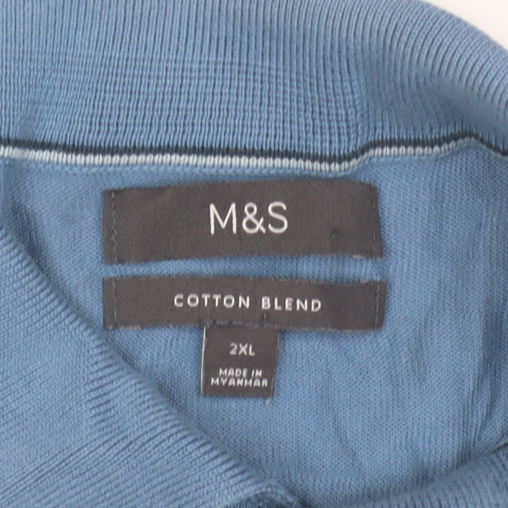 Marks & Spencer Men's Blue 2XL Polo Shirt, Colourblock