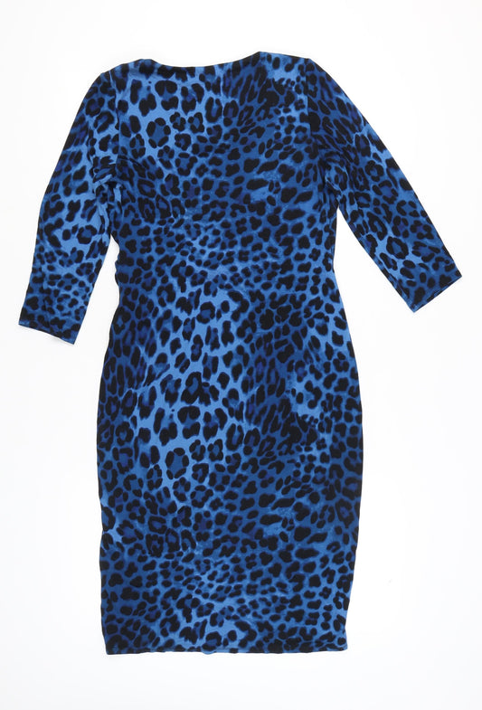 Per Una Women's Blue Animal Print Wrap Dress Size 12