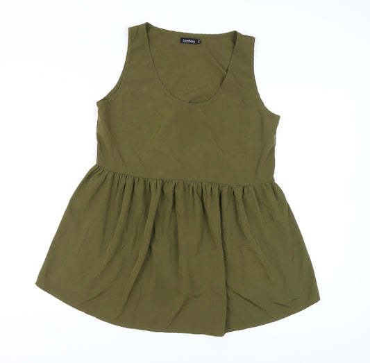 Womens UK Size 10 Boohoo Green Tunic Blouse