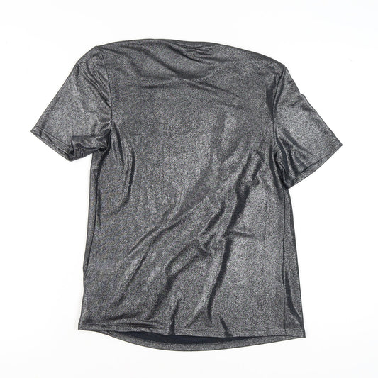 Womens UK Size 10 Warehouse Silver Basic T-Shirt