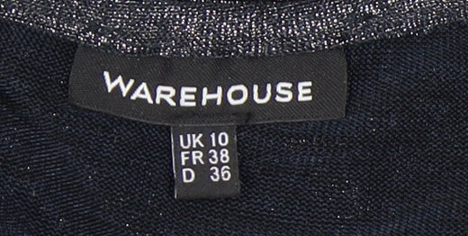Womens UK Size 10 Warehouse Silver Basic T-Shirt