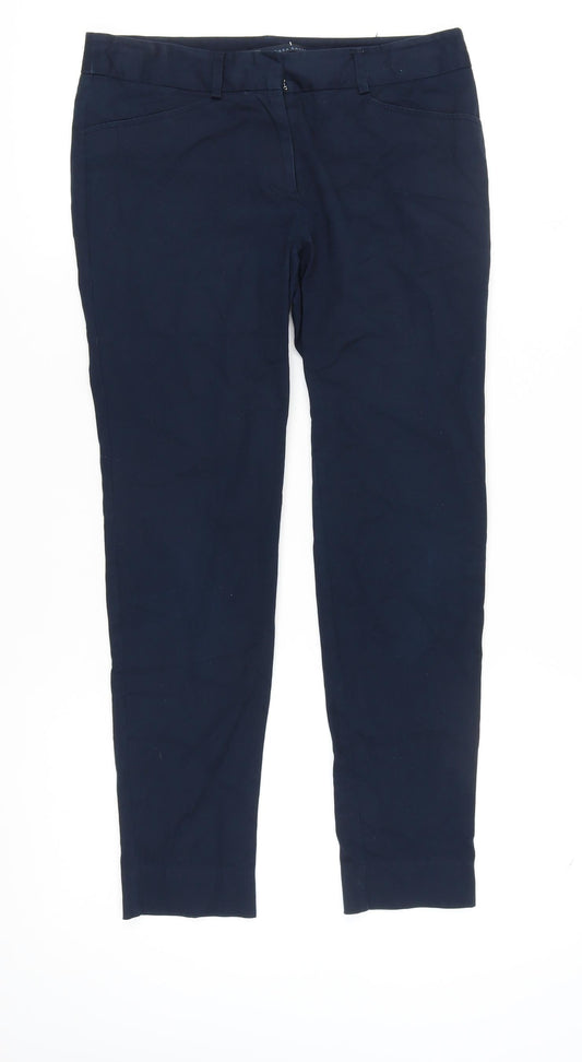 Womens UK Size 10 Zara Regular Fit Casual Business Blue Trousers