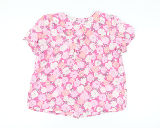 Cotton Traders Women's Pink Floral Blouse Size 16